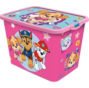 STOR Plastový úložný box s vekom Paw Patrol 23l ružový
